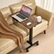 Mobile Bedside Desk with 4 Wheels and Cup Holder for Home or Office
